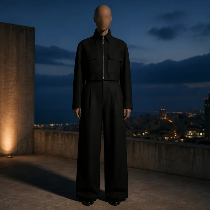 Fictional Roofline Jacket campaign view on the After Hours rooftop